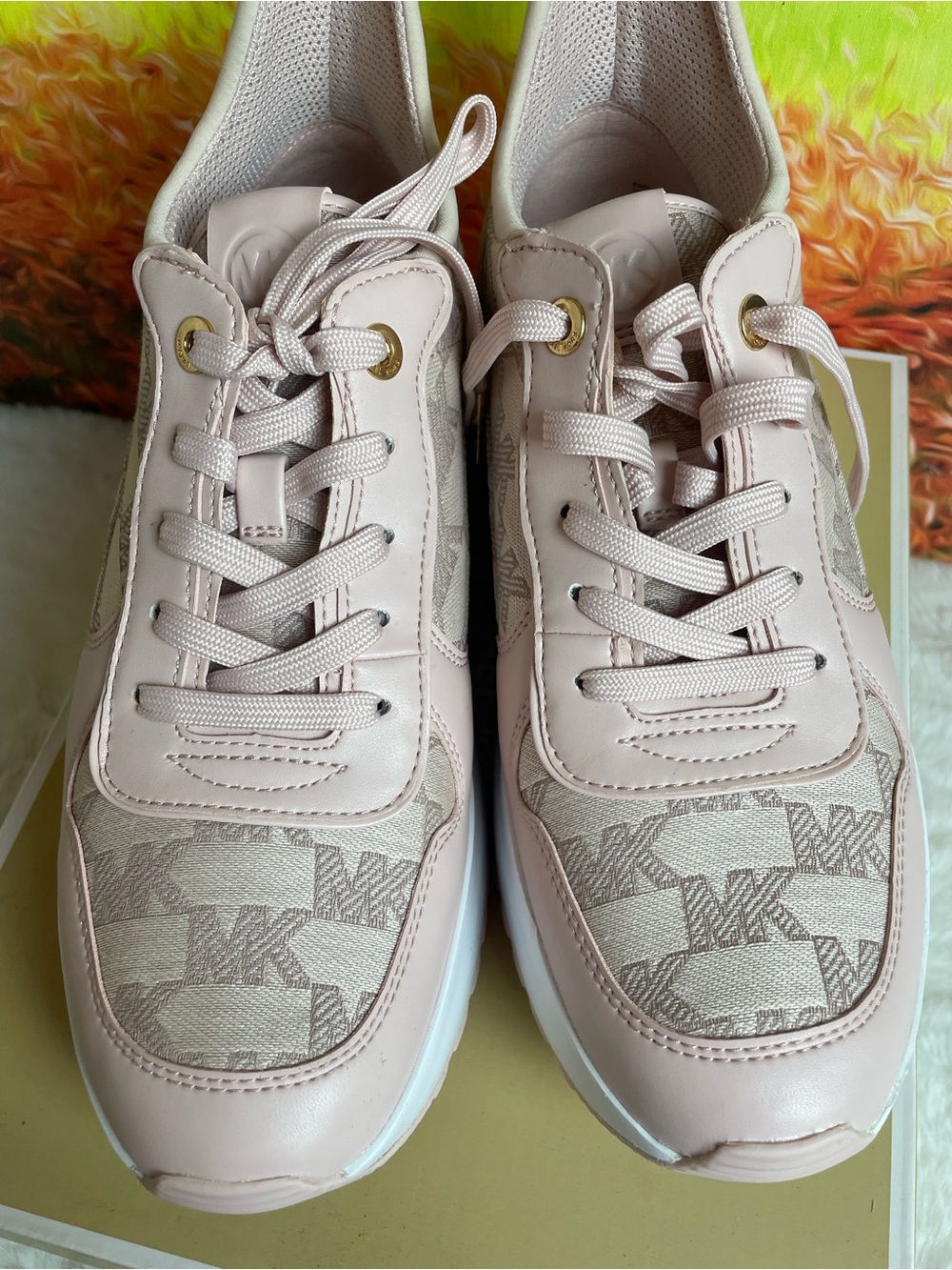 Michael Kors Blush Pink Platform Lace-Up Sneakers - Picture 5 of 7